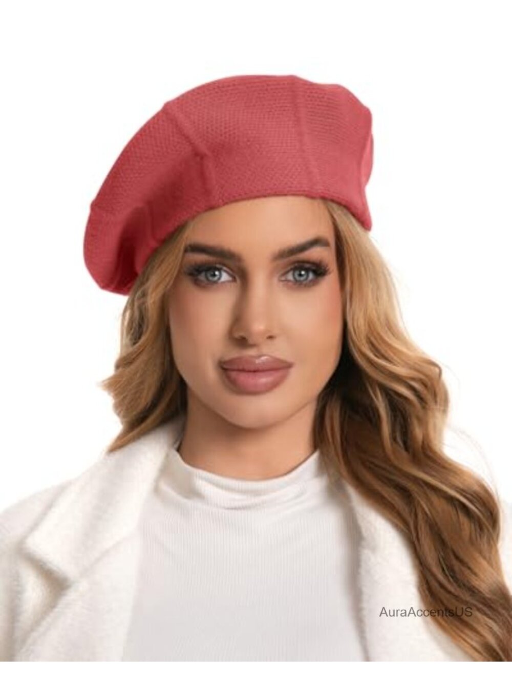Women's 90% Wool Beret Hat - No Itch, Ribbed Knit Beanie, Stretchy